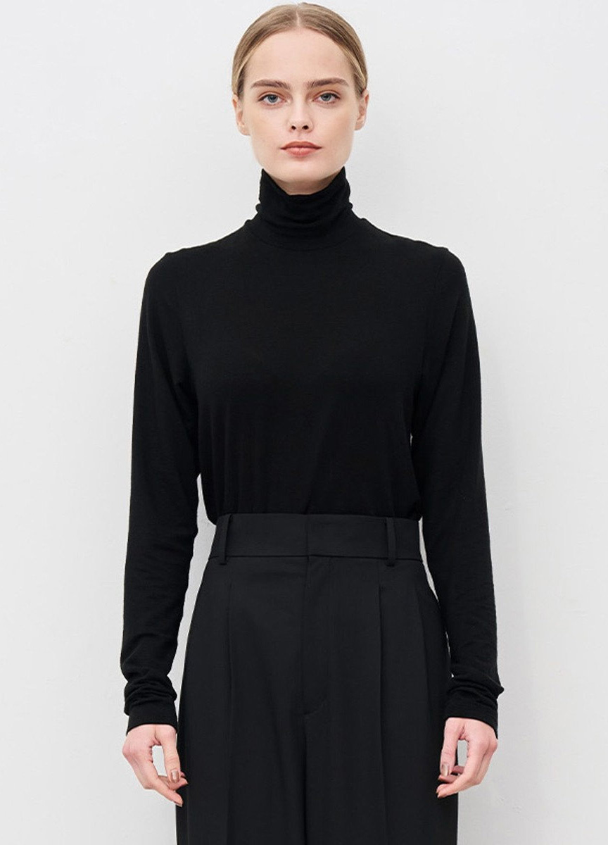 喀什米爾混紡高領上衣 